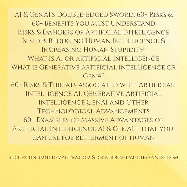 AI & GenAI's Double-Edged Sword: 60+ Risks & 60+...